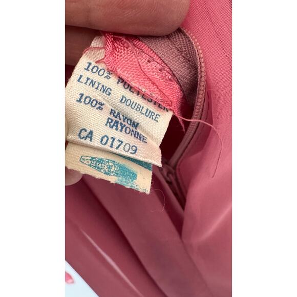 1970s Pink Chiffon Prairie Maxi High Neck Dress Lace Trim LGWD Canada XS - Picture 13 of 17